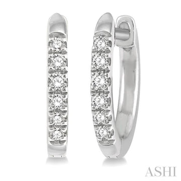 1/8 Ctw Single Cut Diamond Huggie Petite Earrings in 10K White Gold